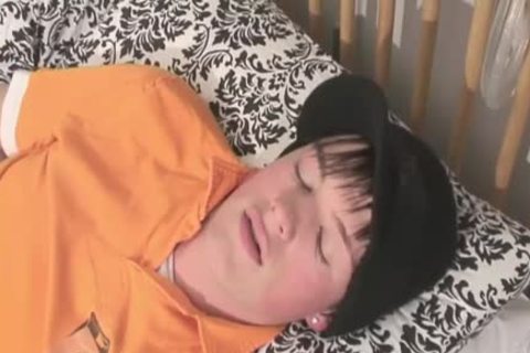 brunette twink Strokes Himself And Dildos ass