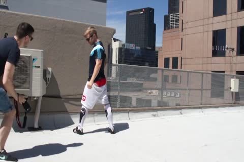 Being Photographed As A Footballer stroking