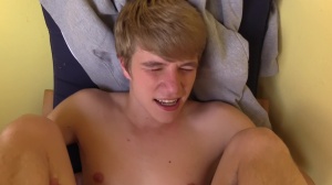 Czech lad with admirable blond hair pounds in a park