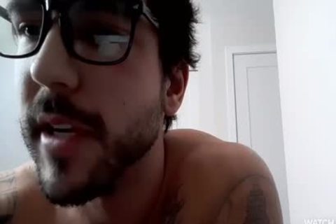 handsome chap With Glasses Showing His penis And gigantic anal In webcam