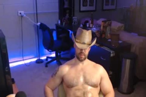 Cowboy man jerking off With His large 10-Pounder In Live