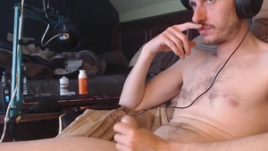 Skinny lad Masturbates Listening To Music