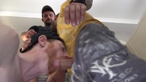 two Tradie Geezers Paint Unlucky Ginger's slit White With spunk previous to Shift